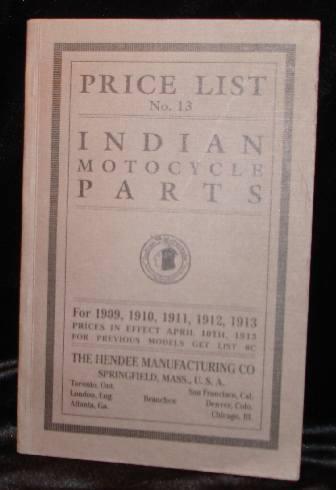 Item #000563A PRICE LIST No. 13 INDIAN MOTOCYCLE PARTS