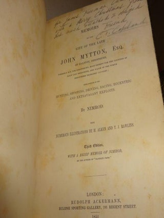 MEMOIRS OF THE LIFE OF THE LATE JOHN MYTTON, ESQ.