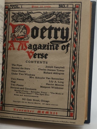 POETRY A MAGAZINE OF VERSE: Vol. 1. No. 1; Vol. 1. No. 2; Vol. 1. No. 3; Vol. 1. No. 4.; Vol. 1. No. 5 and Vol. 1. No. 6.