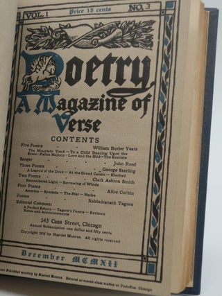 POETRY A MAGAZINE OF VERSE: Vol. 1. No. 1; Vol. 1. No. 2; Vol. 1. No. 3; Vol. 1. No. 4.; Vol. 1. No. 5 and Vol. 1. No. 6.