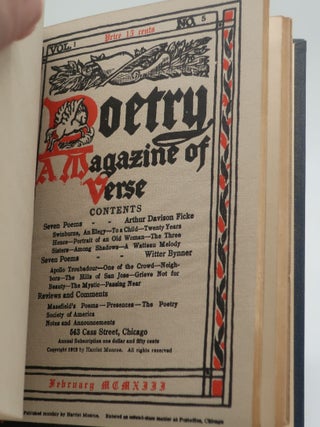 POETRY A MAGAZINE OF VERSE: Vol. 1. No. 1; Vol. 1. No. 2; Vol. 1. No. 3; Vol. 1. No. 4.; Vol. 1. No. 5 and Vol. 1. No. 6.