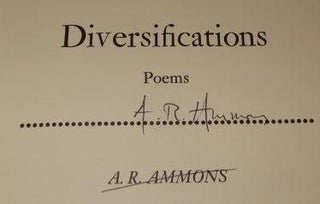 Item #002656A Diversifications: Poems. A. R. Ammons