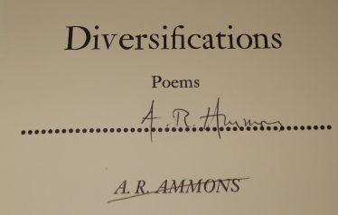 Item #002656A Diversifications: Poems. A. R. Ammons.