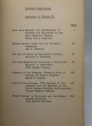 PARKMAN CLUB PUBLICATIONS - Two Volumes