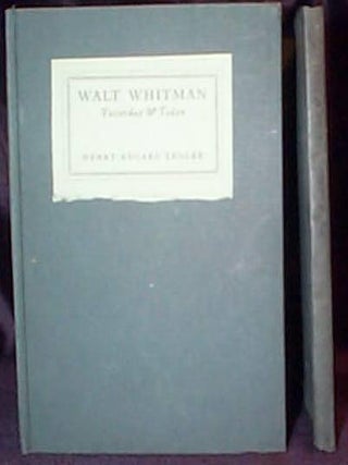 Item #002918 WALT WHITMAN Yesterday and Today. Henry Eduard Legler