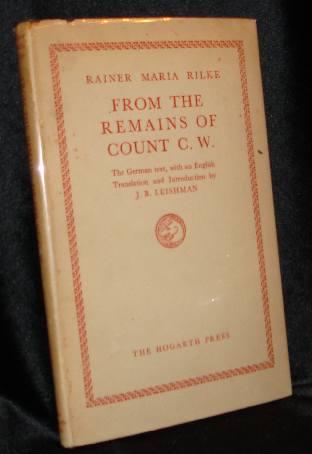 Item #003222 FROM THE REMAINS OF COUNT C. W. Rainer Maria Rilke.